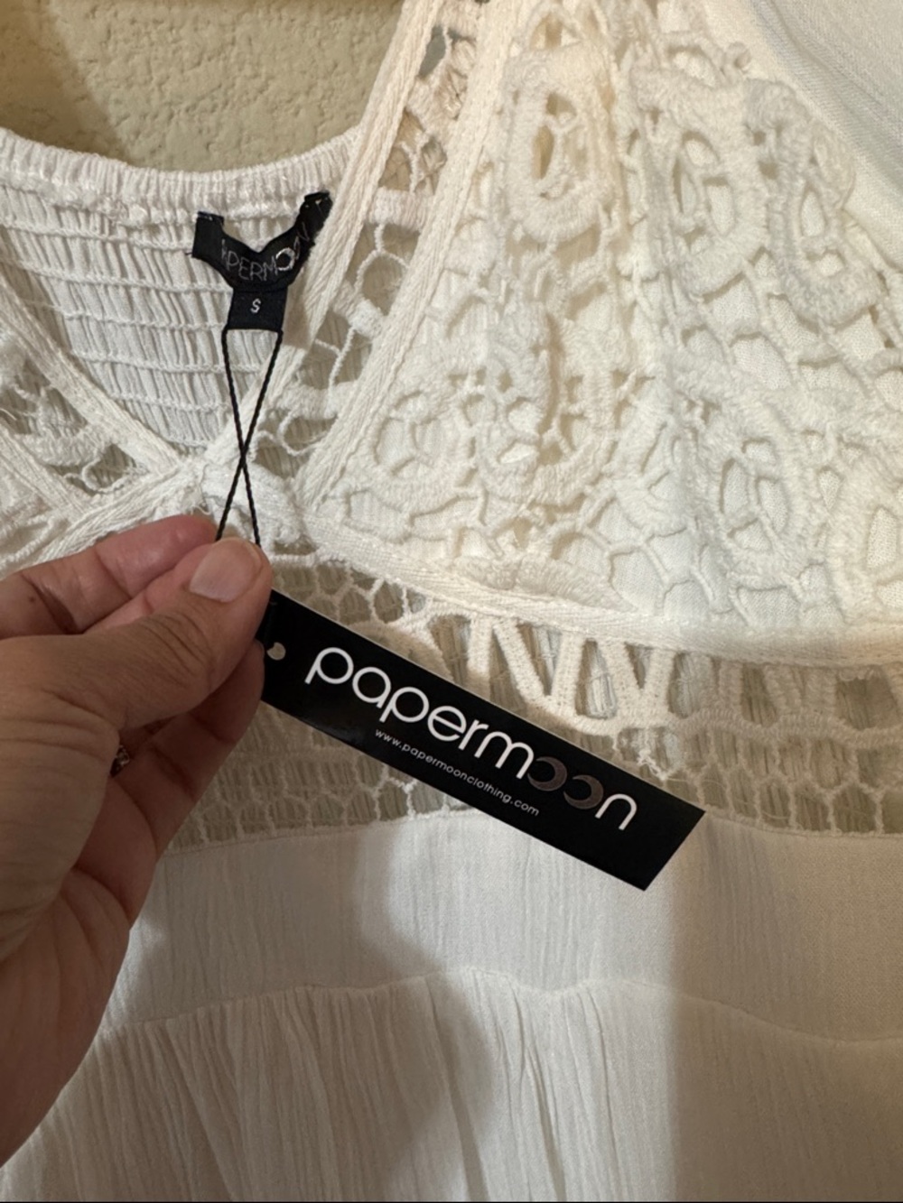 Paper moon White Crochet Bodice Maxi Dress - Picture 3 of 4
